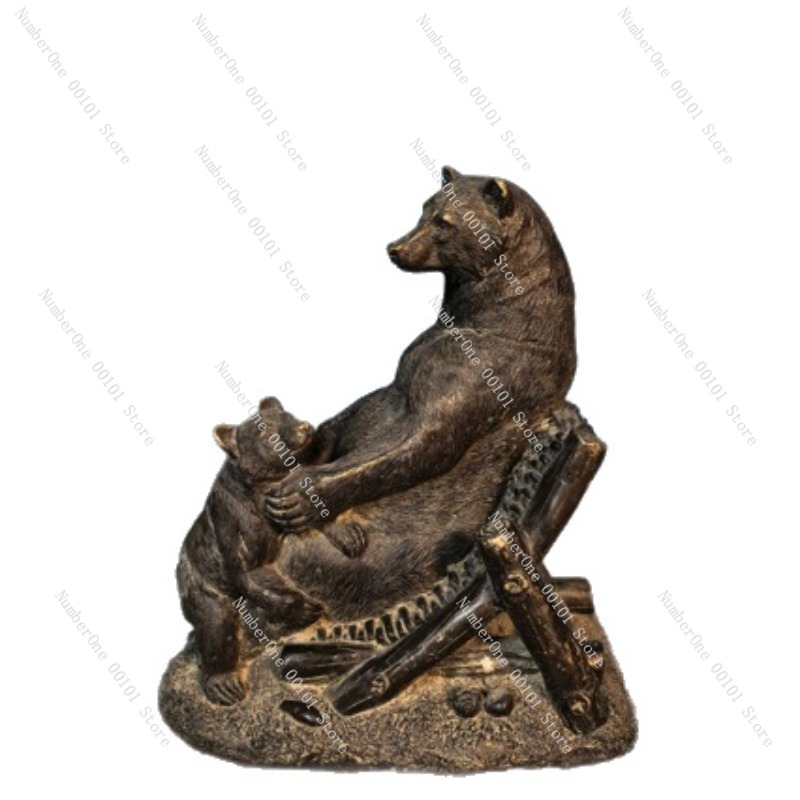 Vintage Collectible Bears - تمثال دب برونزي عتيق، زخرفة حرفية