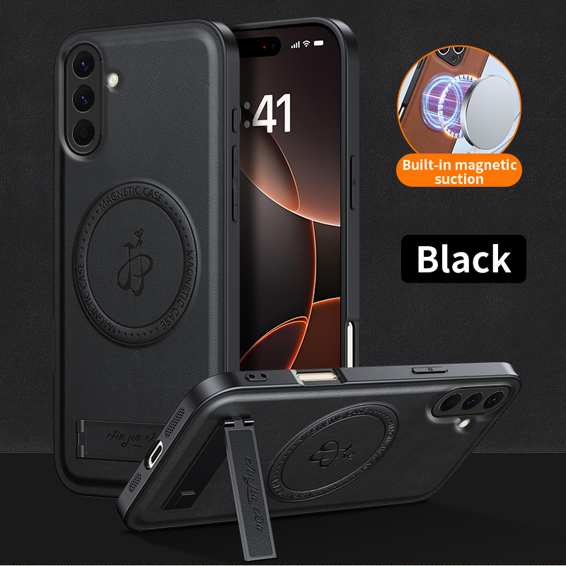 Camera Leather Case - حافظة جلدية مع حامل لهواتف سامسونج