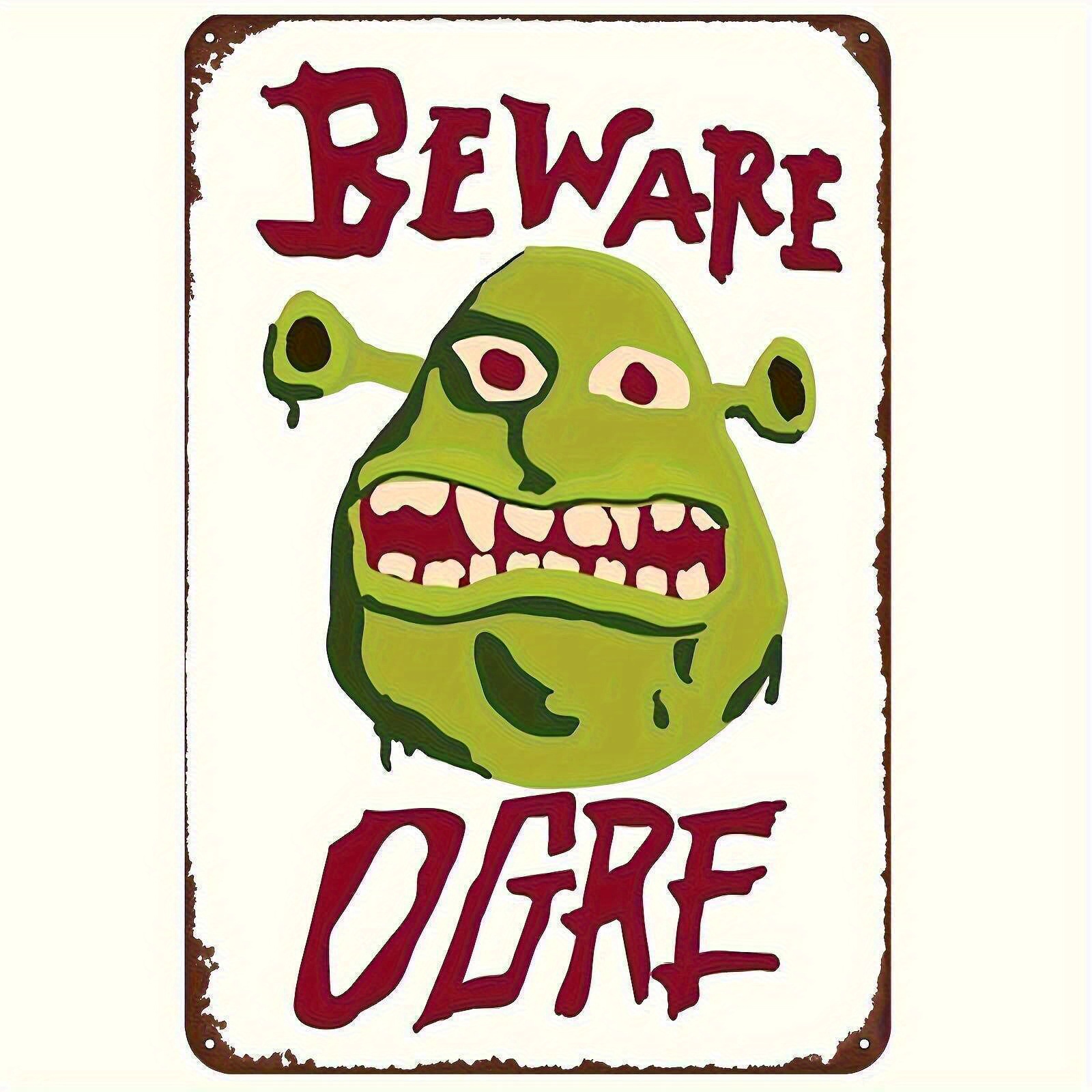 Vintage Collectible Signs - لافتة Shrek Beware من القصدير المعدني