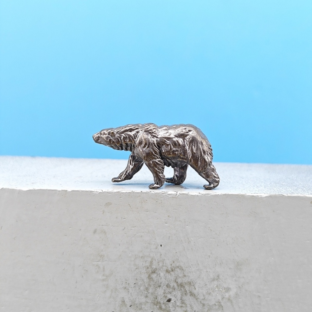 Vintage Collectible Bears - تمثال دب بني نحاسي عتيق للمشي،