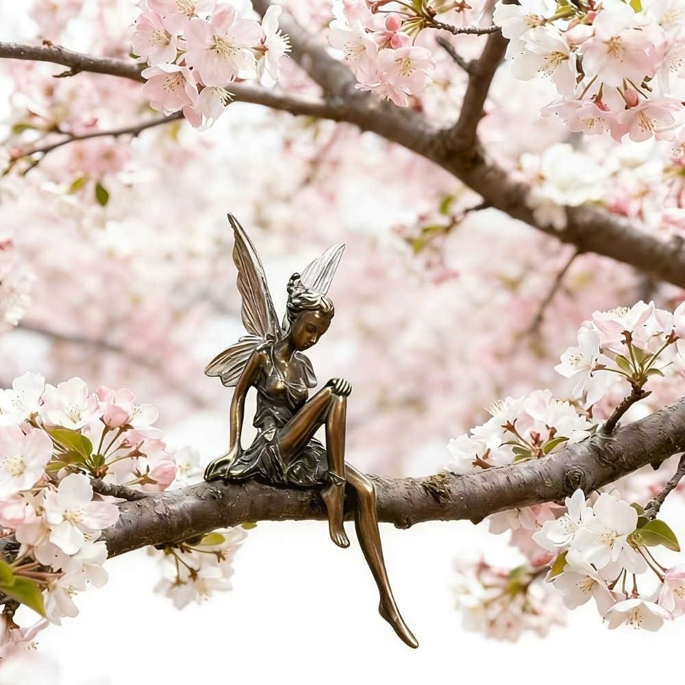 Vintage Fairy Figurines Collectible - تمثال خيالي من الراتنج بتصميم عتيق،